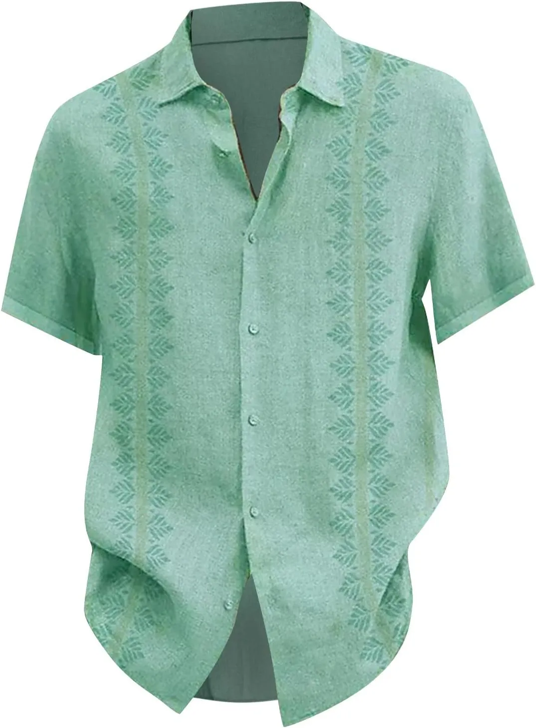 Hawaiian Shirt for Men, Men's Casual Cotton Linen Solid Color Short Sleeve Shirts Summer Loose Shirts