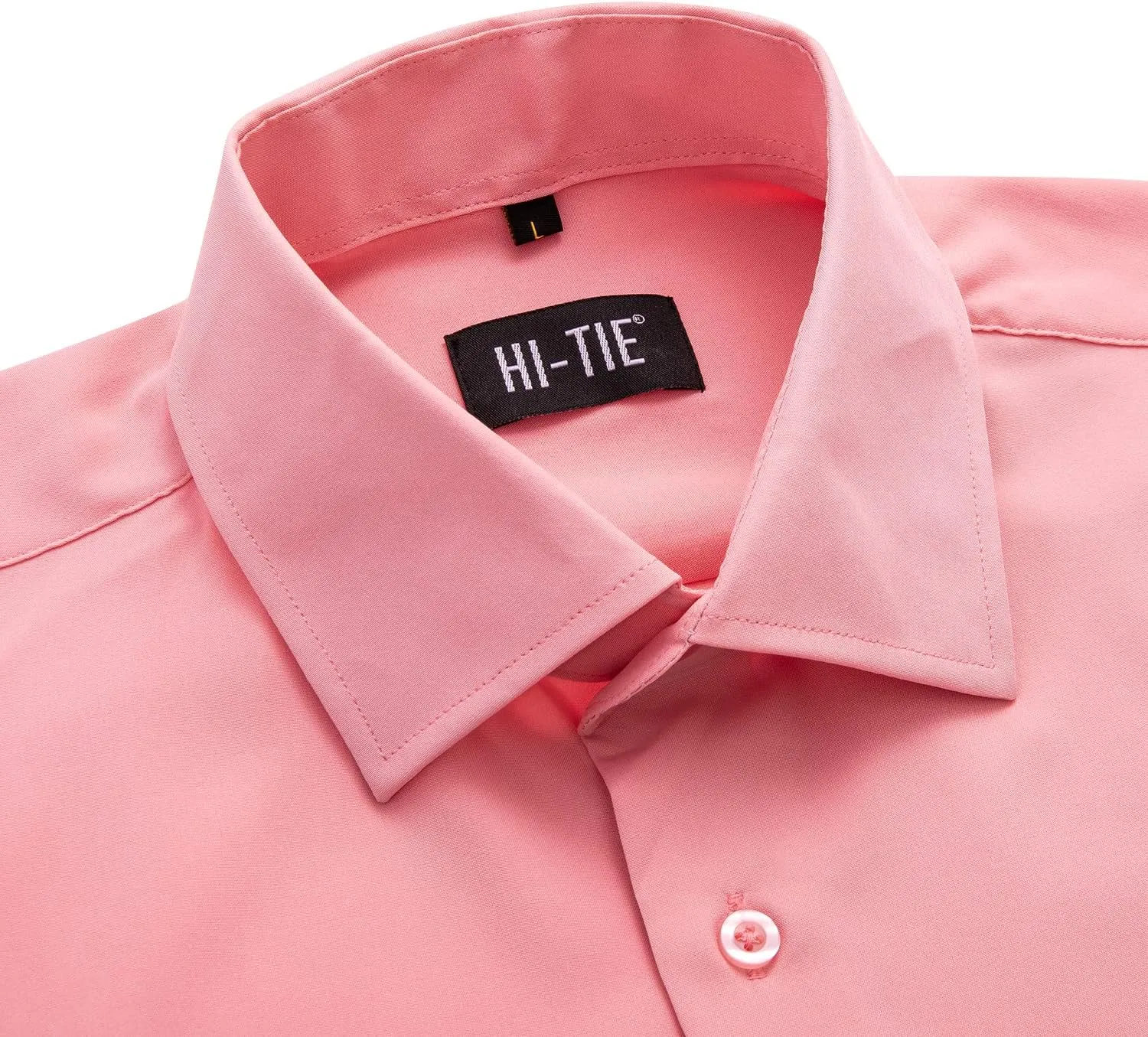 Hi-Tie Men's 4 Way Stretch Dress Shirts Long Sleeve Button Down Wrinkle Free Casual Formal Dress Shirt for Men