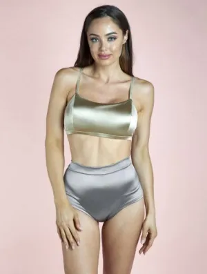 High Waist Basic Shorts Silver
