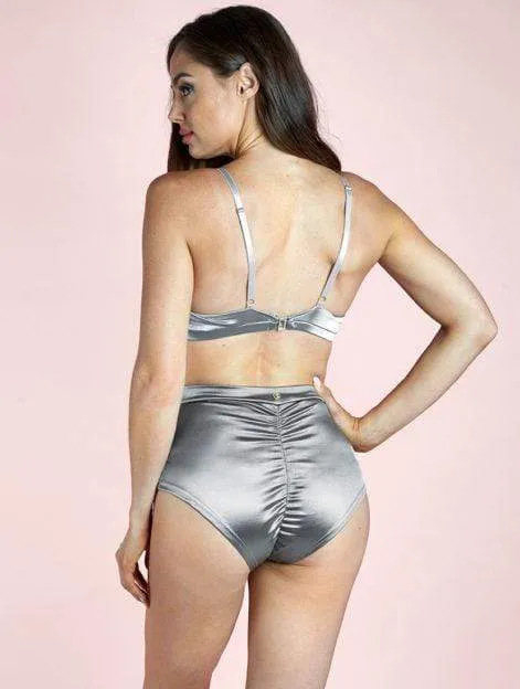 High Waist Basic Shorts Silver