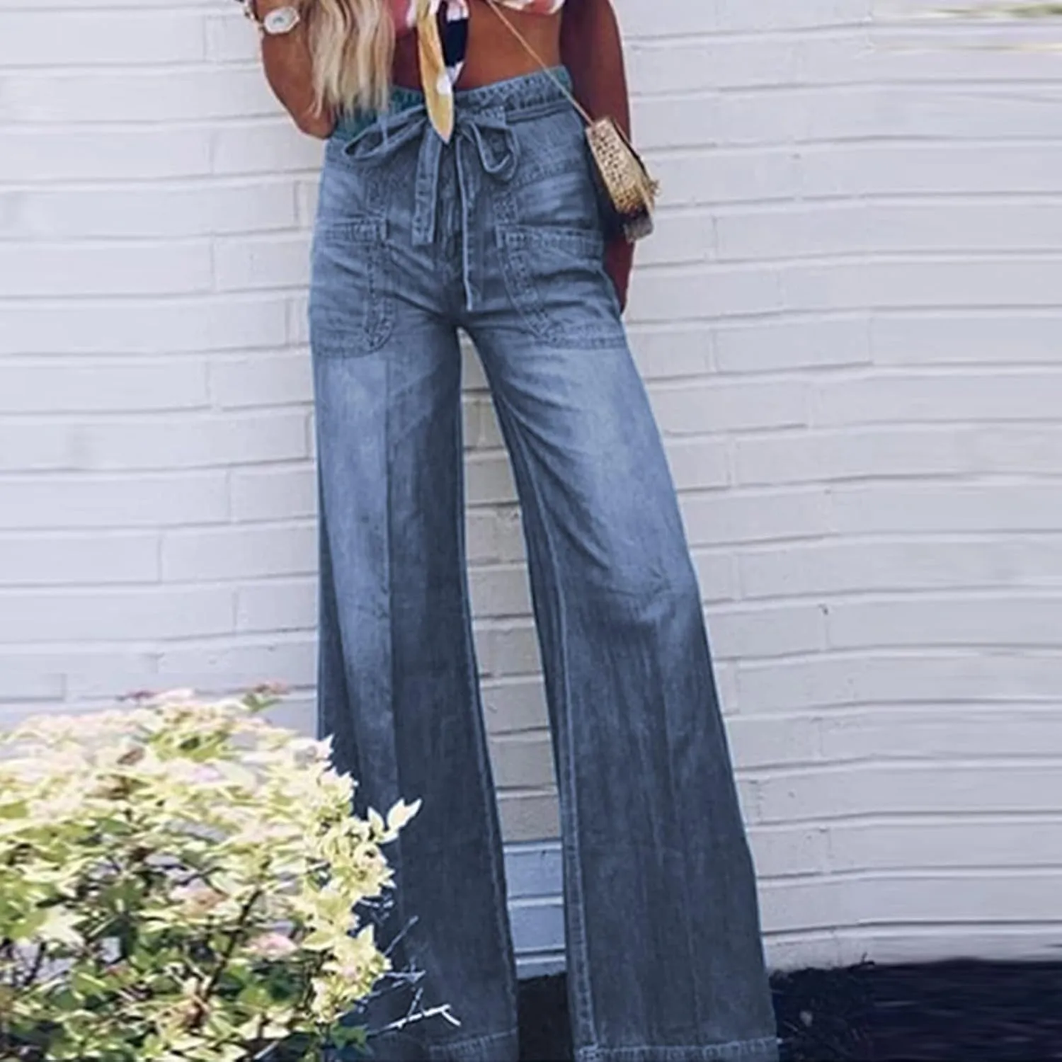 High Waisted Jeans for Women Distressed Bell Bottom Stretch Pants Plus Size Bell Bottoms Y2k 2024 Fashion Denim Pants