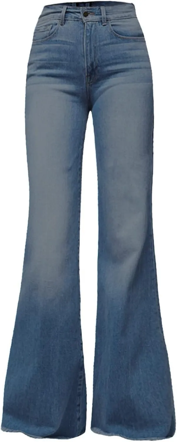 High Waisted Jeans for Women Distressed Bell Bottom Stretch Pants Plus Size Bell Bottoms Y2k 2024 Fashion Denim Pants