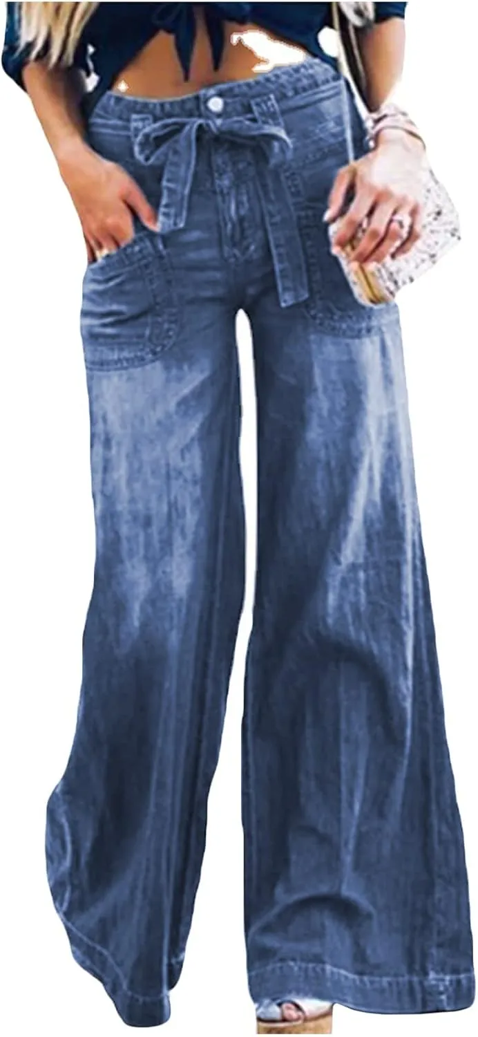 High Waisted Jeans for Women Distressed Bell Bottom Stretch Pants Plus Size Bell Bottoms Y2k 2024 Fashion Denim Pants