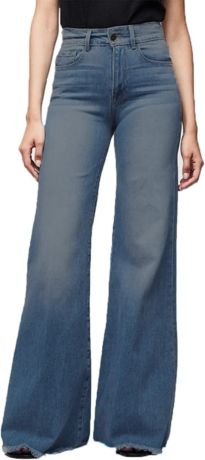 High Waisted Jeans for Women Distressed Bell Bottom Stretch Pants Plus Size Bell Bottoms Y2k 2024 Fashion Denim Pants