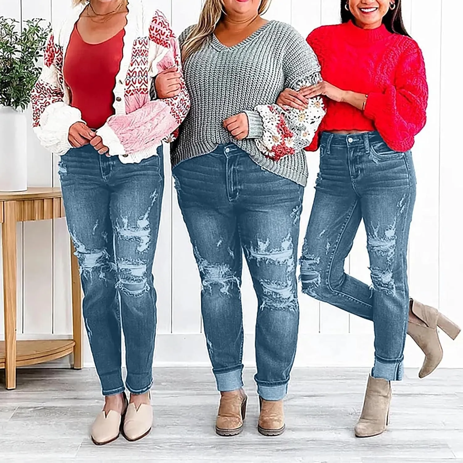 High Waisted Stretch Skinny Jeans Pant for Women High Rise Slimming Tapered Jeggings Denim Trousers Tall Work Pants