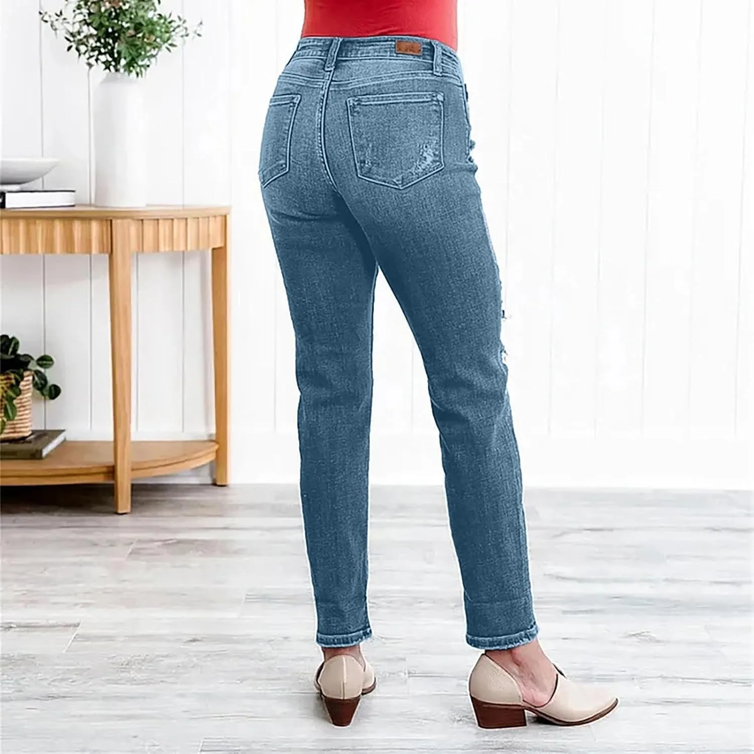 High Waisted Stretch Skinny Jeans Pant for Women High Rise Slimming Tapered Jeggings Denim Trousers Tall Work Pants