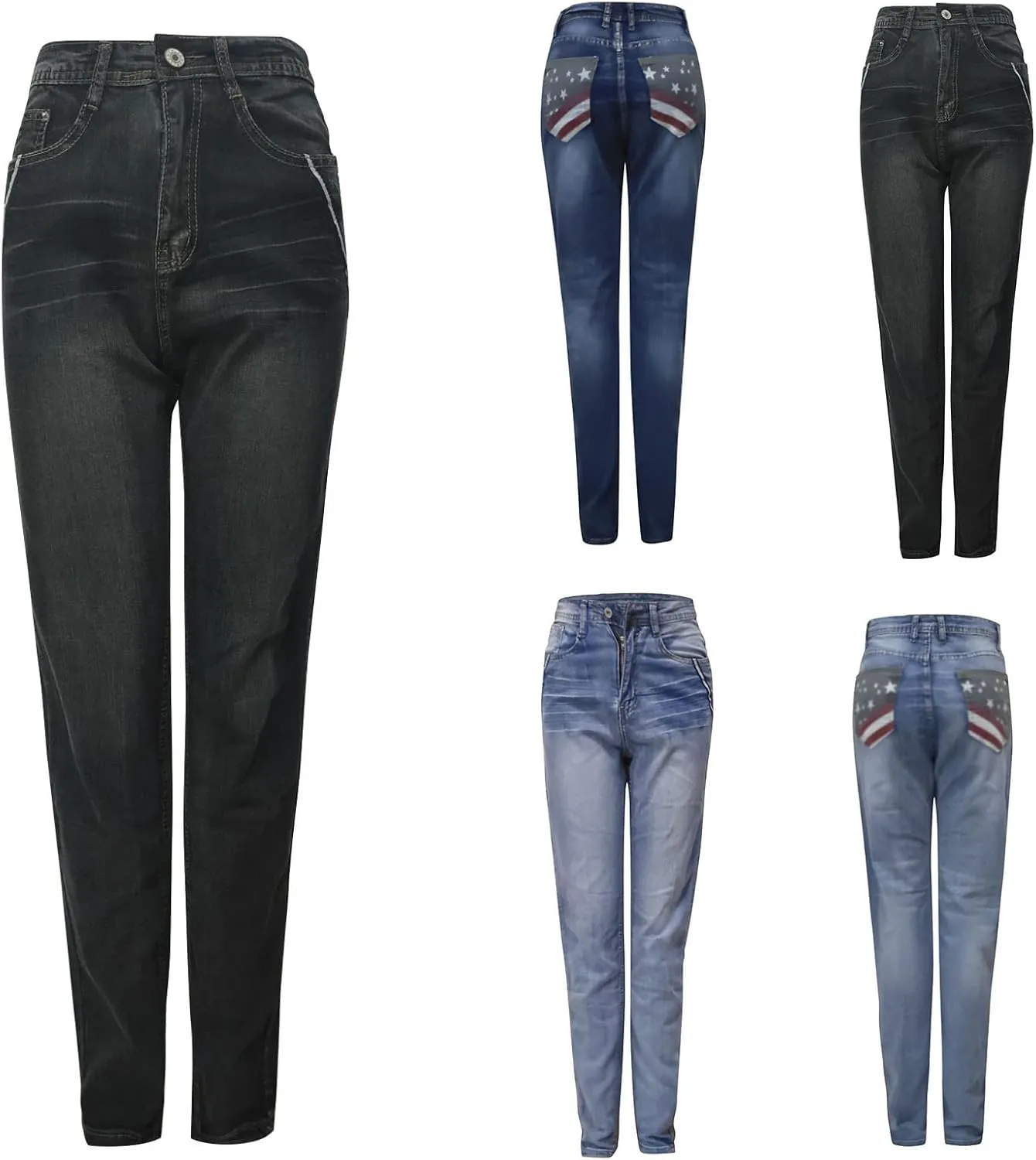 High Waisted Stretch Skinny Jeans Pant for Women High Rise Slimming Tapered Jeggings Denim Trousers Tall Work Pants