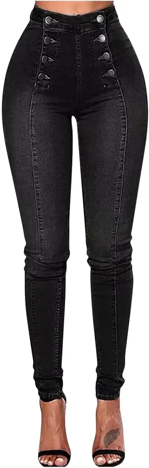High Waisted Stretch Skinny Jeans Pant for Women High Rise Slimming Tapered Jeggings Denim Trousers Tall Work Pants