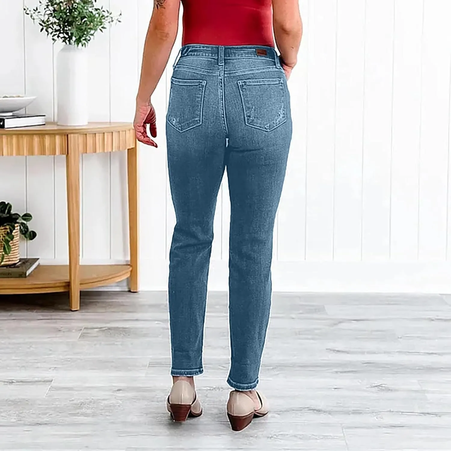 High Waisted Stretch Skinny Jeans Pant for Women High Rise Slimming Tapered Jeggings Denim Trousers Tall Work Pants