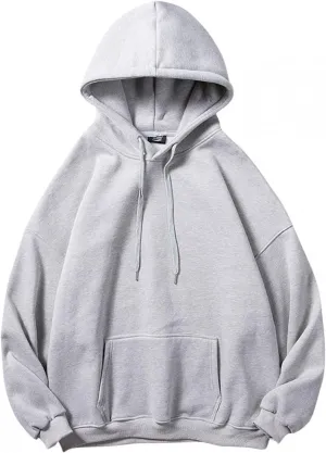 Hoodies for Men Men's Long Sleeve Drop Shoulder Solid Color Hooded Sweatshirts Casual Drawstring Hoodie with Pocket