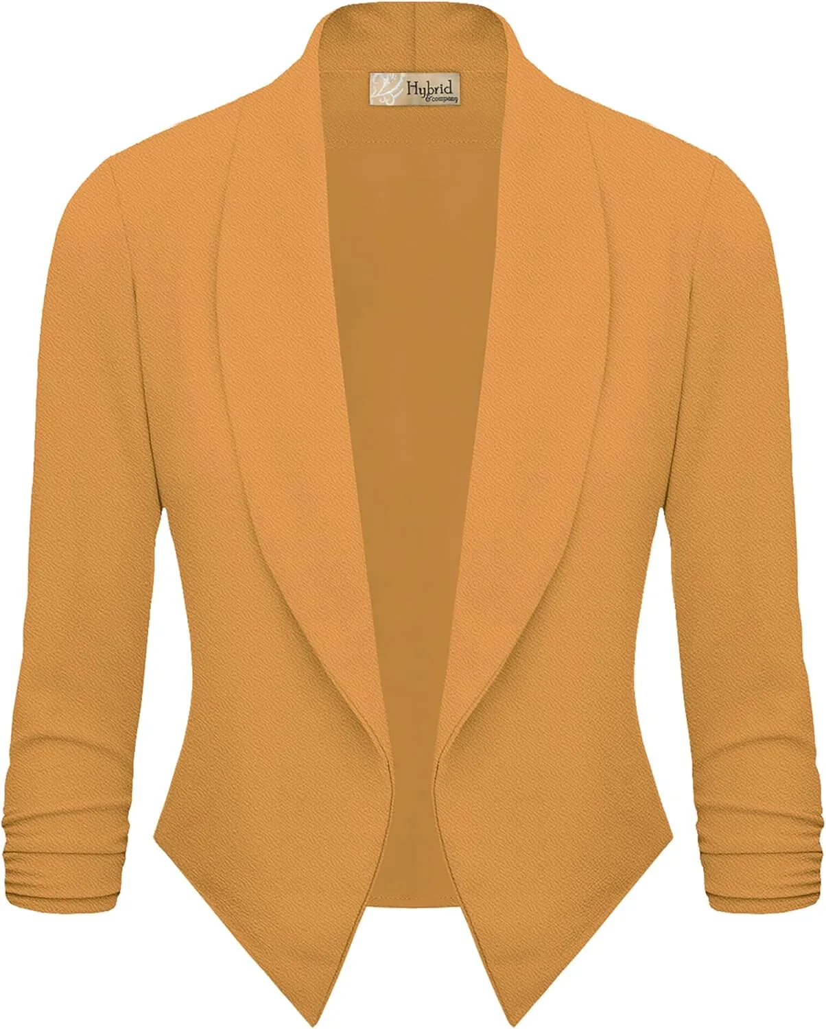 Hybrid & Company Lightweight Open Front Cardigan Classic Ruched Sleeve Work Office Blazer Suit Jackets