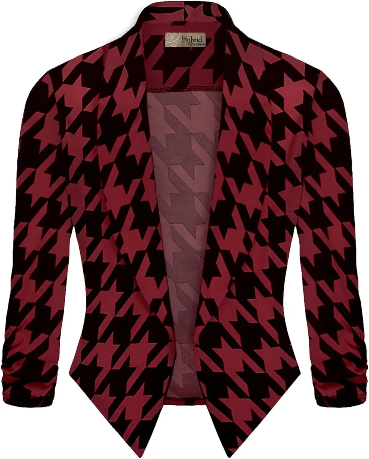 Hybrid & Company Lightweight Open Front Cardigan Classic Ruched Sleeve Work Office Blazer Suit Jackets