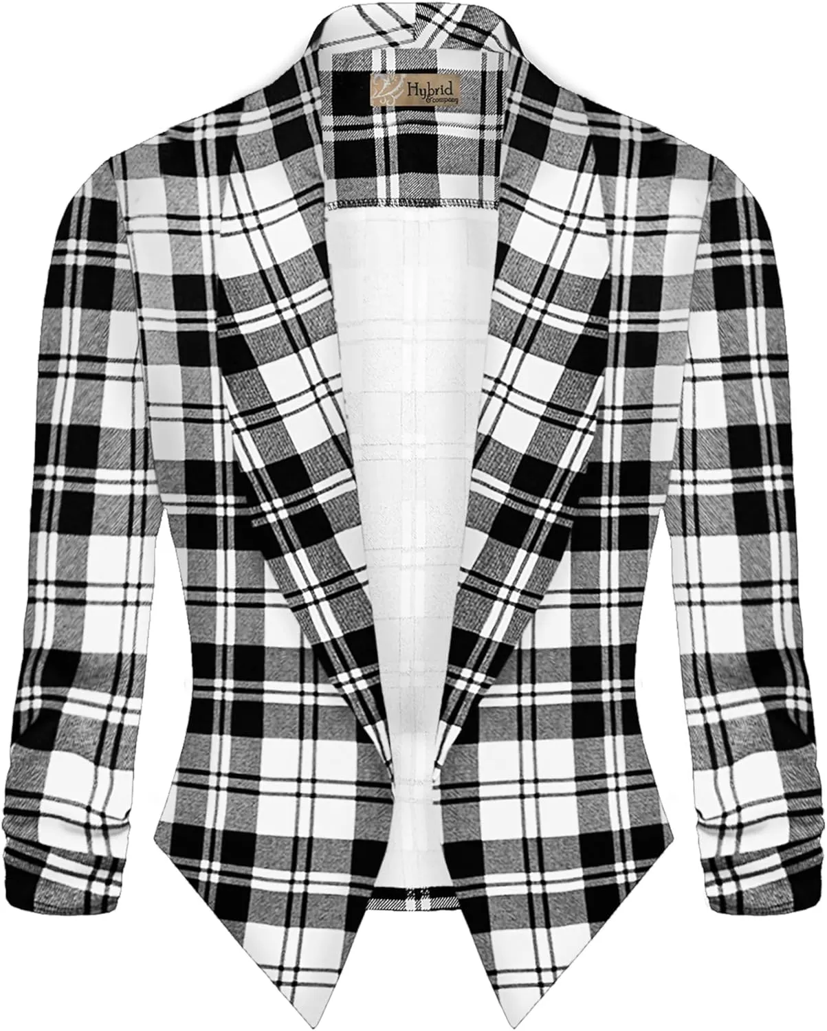 Hybrid & Company Lightweight Open Front Cardigan Classic Ruched Sleeve Work Office Blazer Suit Jackets
