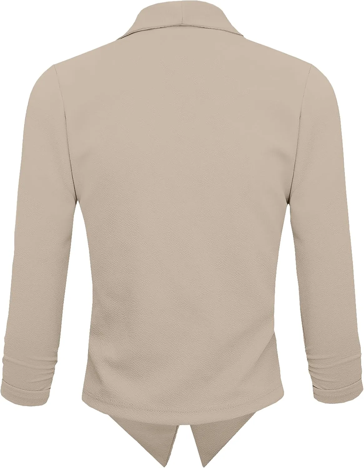 Hybrid & Company Lightweight Open Front Cardigan Classic Ruched Sleeve Work Office Blazer Suit Jackets