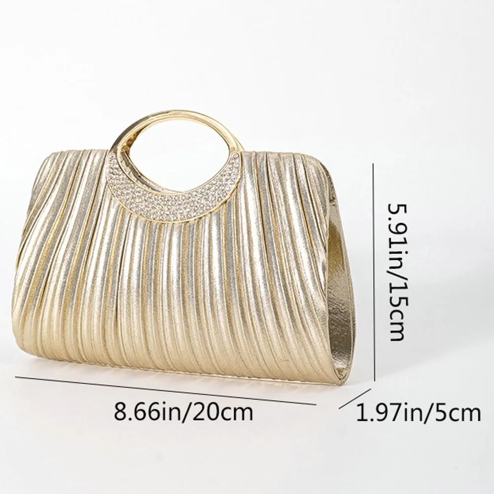 Hycurey Elegant Small Shoulder Bags Evening Bag for Women Pleated Clutch Purse with Chain Handle Rushed Purse for Dinner