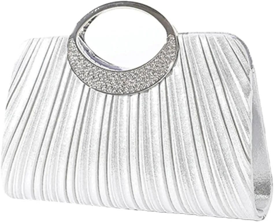 Hycurey Elegant Small Shoulder Bags Evening Bag for Women Pleated Clutch Purse with Chain Handle Rushed Purse for Dinner