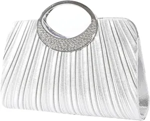 Hycurey Elegant Small Shoulder Bags Evening Bag for Women Pleated Clutch Purse with Chain Handle Rushed Purse for Dinner