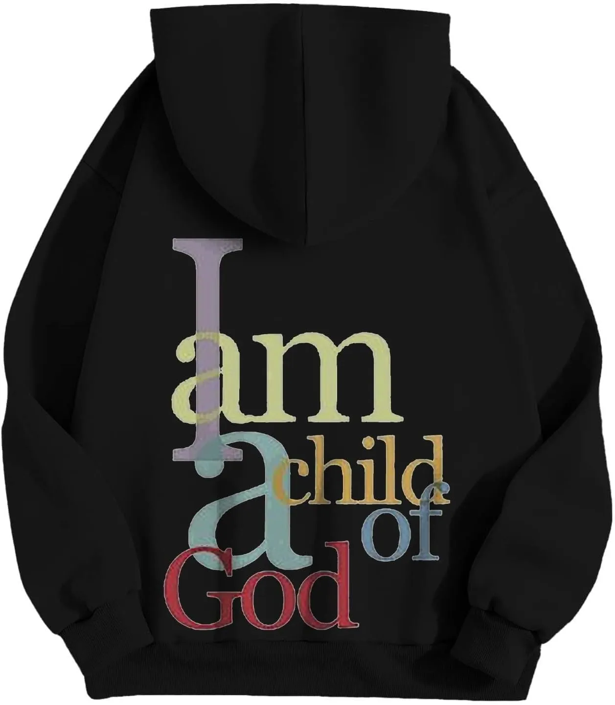 I Am A Child of God Sweatshirt for Women Trendy Letter Print Long Sleeve Hoodie Oversized Casual Drawstring Sweatshirts