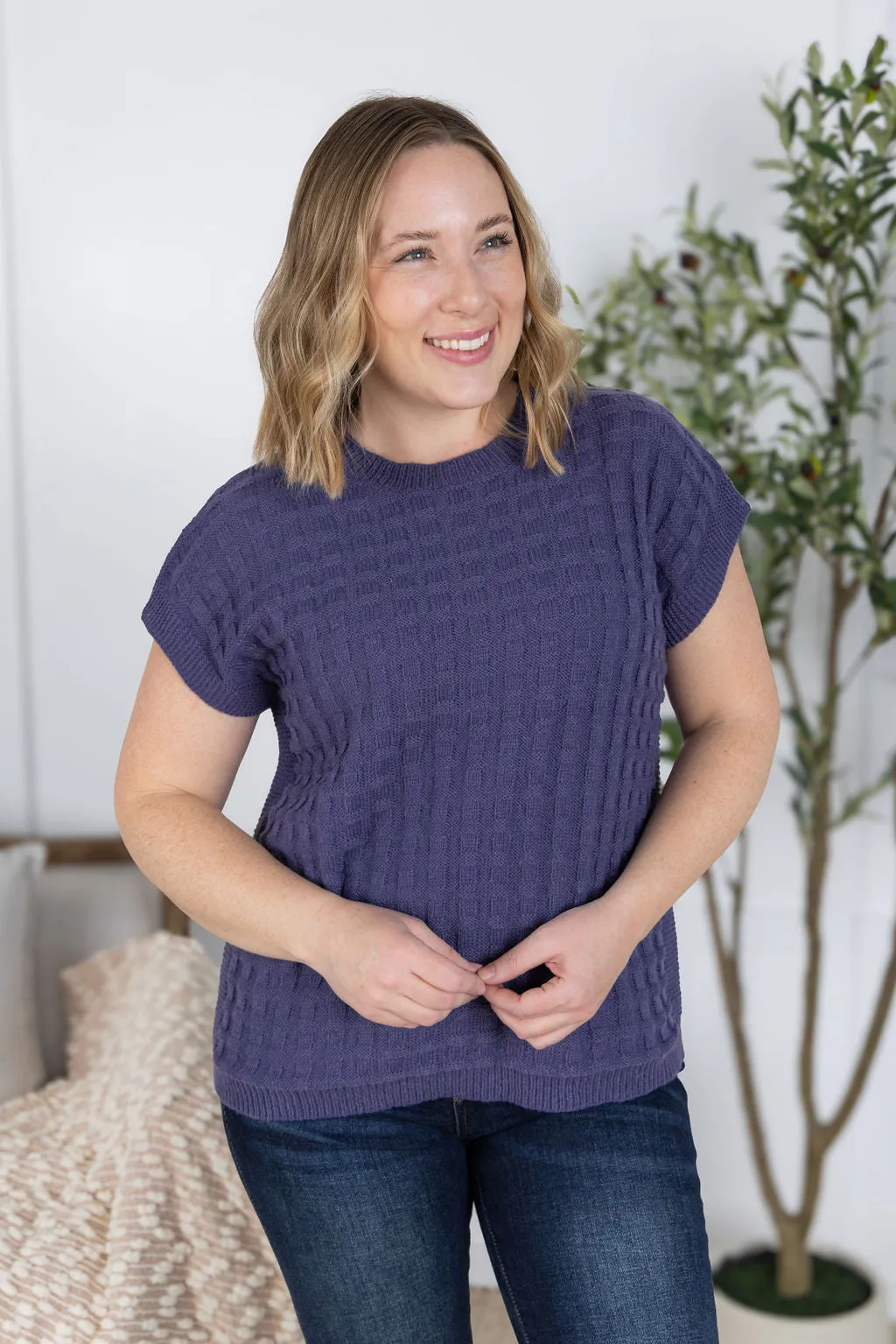 IN PRODUCTION Kelly Knitted Top - Slate Purple