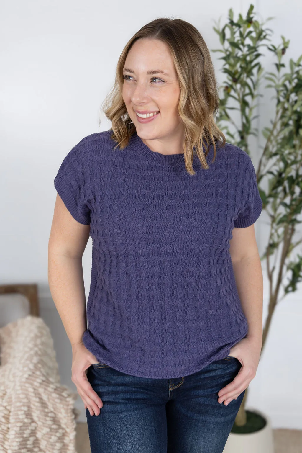 IN PRODUCTION Kelly Knitted Top - Slate Purple