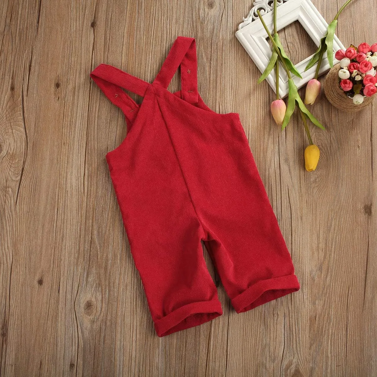 Infant Baby Boy Girl Corduroy Overalls Jumpsuit Sleeveless One Piece Suspender Pants Unisex Baby Romper with Pocket
