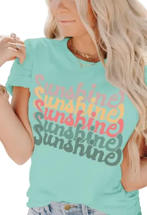 INFITTY Womens Funny Letters Print T Shirts Short Sleeve Shirts Cute Sunshine Graphic Tees Summer Casual Loose Tops
