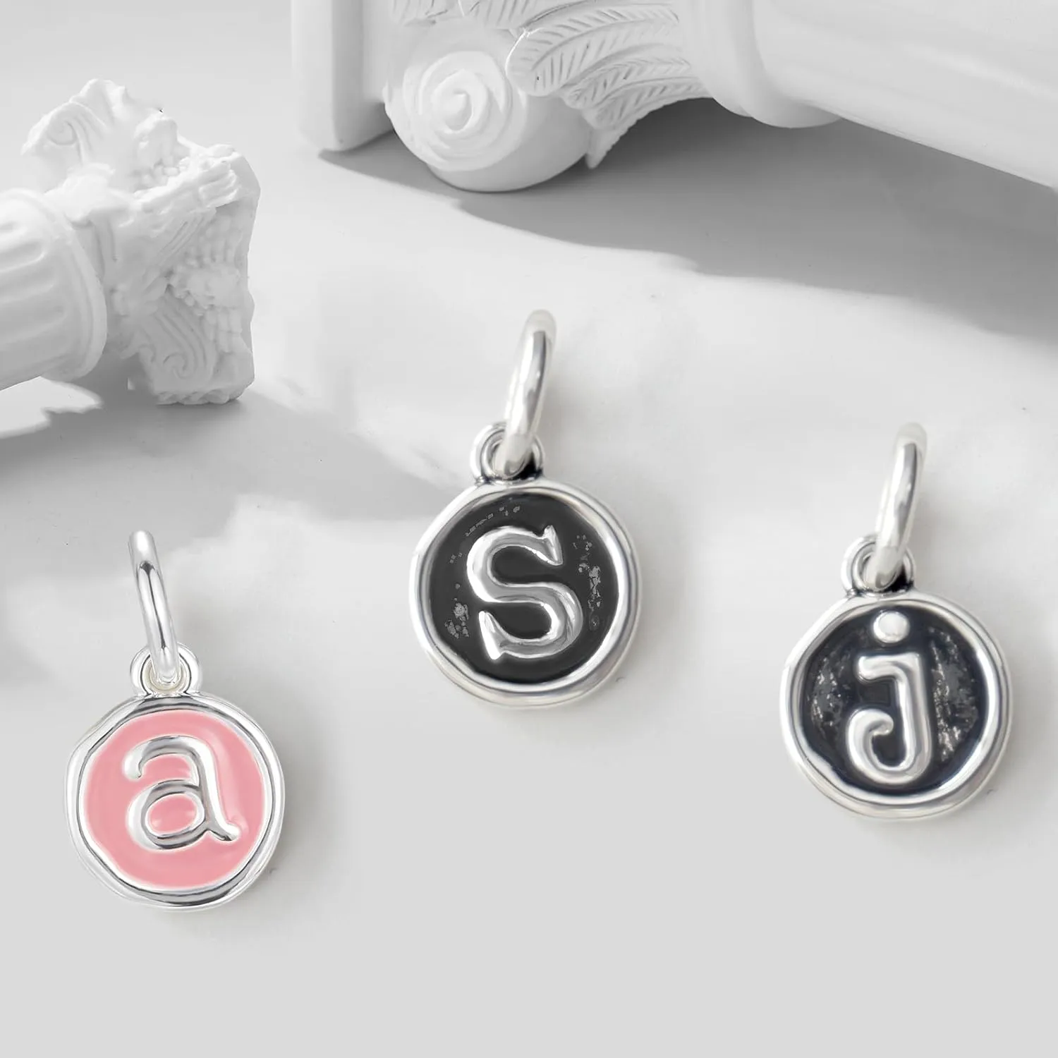 Initial Charm for Bracelet Women's Alphabet Necklace Charms Silver Letter Charm for Pandora Bracelets