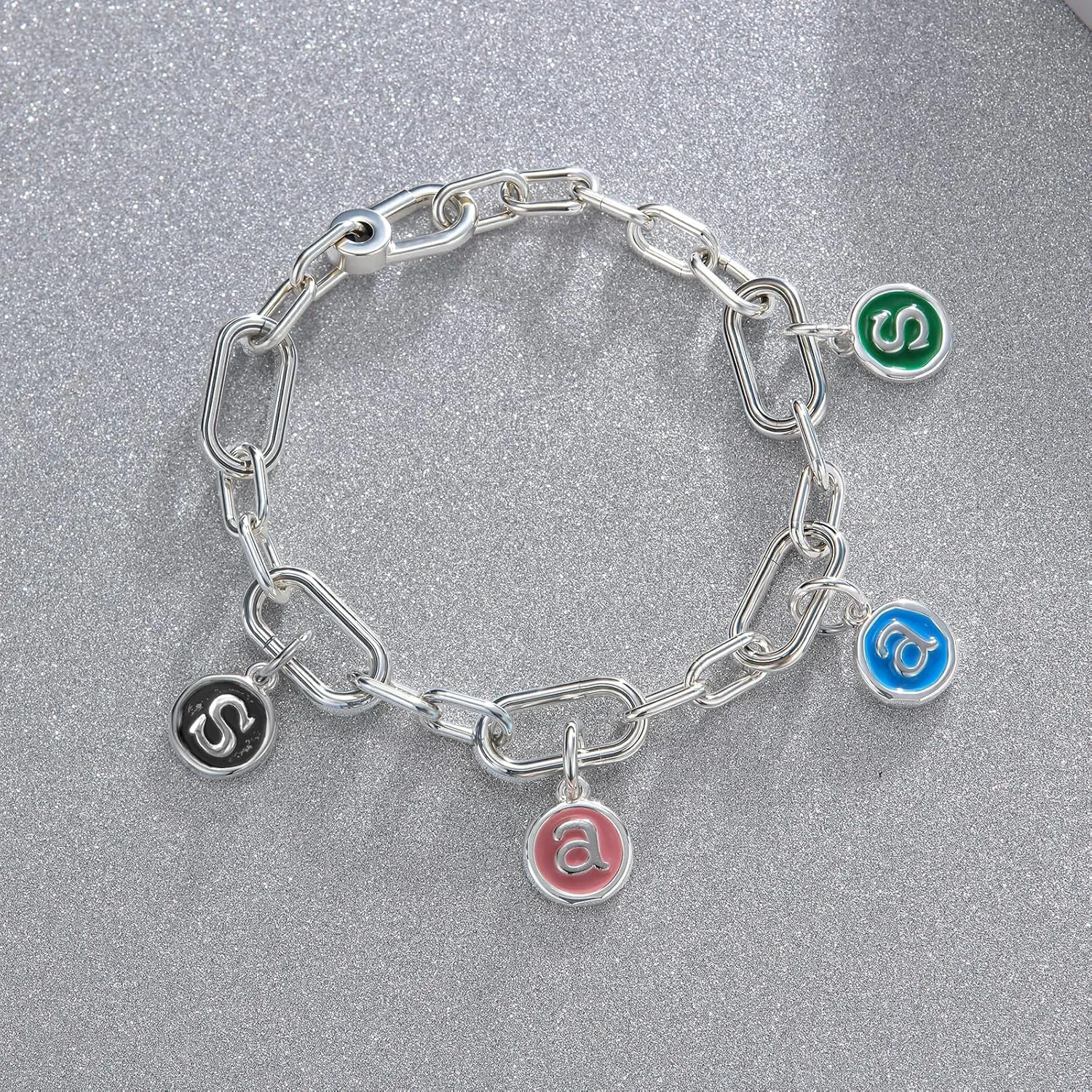 Initial Charm for Bracelet Women's Alphabet Necklace Charms Silver Letter Charm for Pandora Bracelets