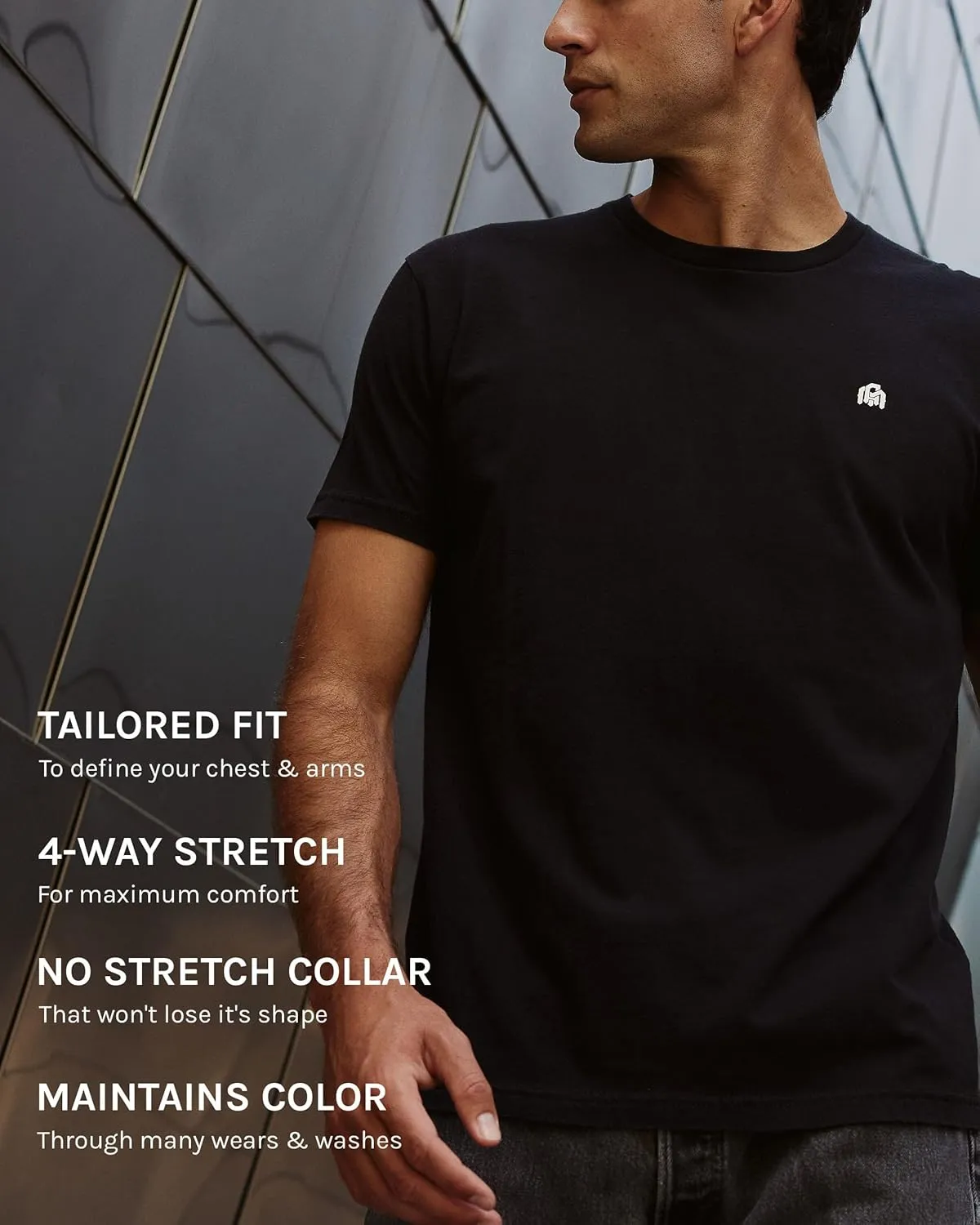 INTO THE AM Mens T Shirt with Logo - Short Sleeve Crew Neck Soft Fitted Tees S - 4XL Fresh Classic Basic Tshirts