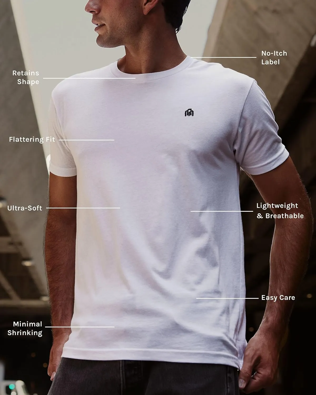 INTO THE AM Mens T Shirt with Logo - Short Sleeve Crew Neck Soft Fitted Tees S - 4XL Fresh Classic Basic Tshirts