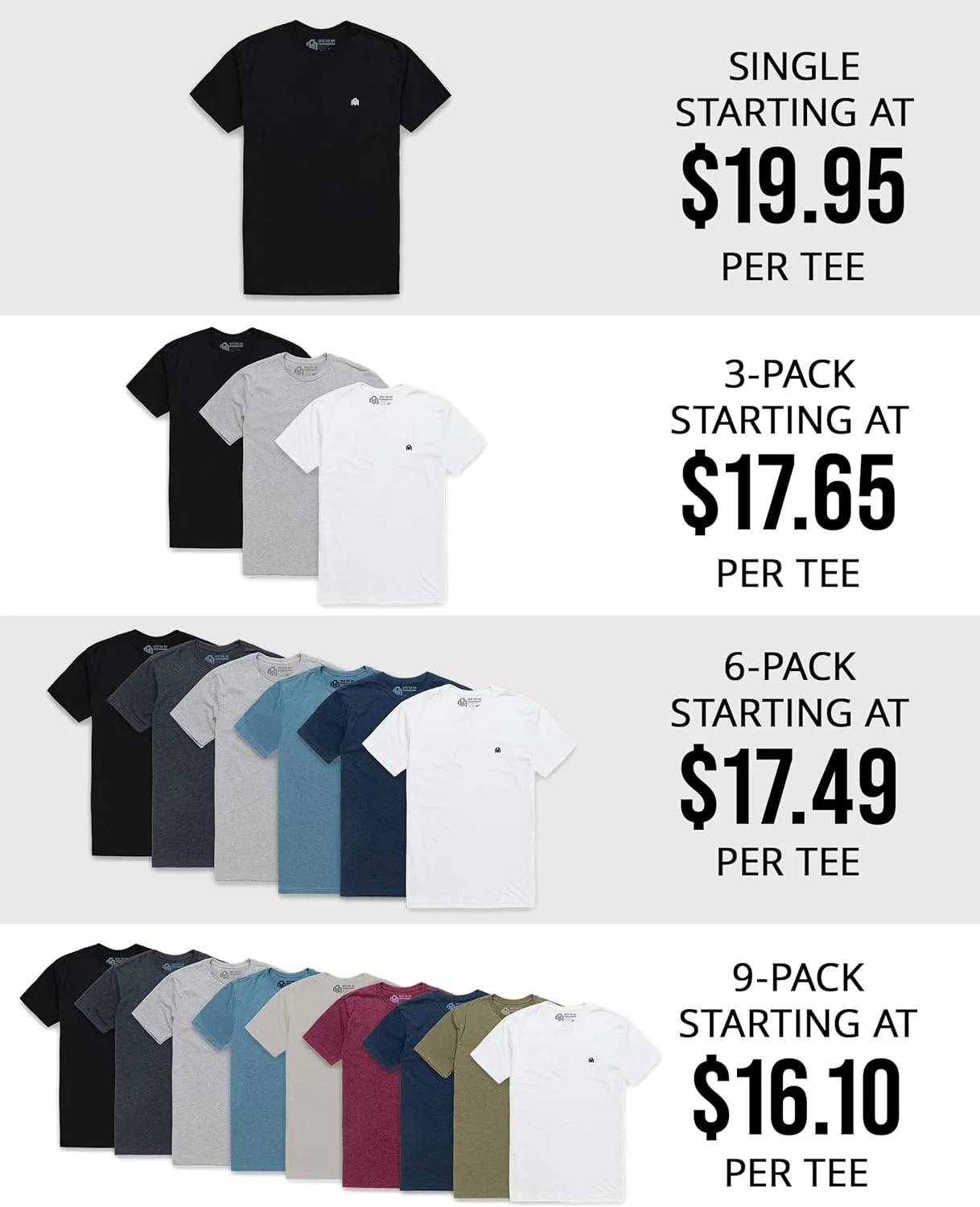 INTO THE AM Mens T Shirt with Logo - Short Sleeve Crew Neck Soft Fitted Tees S - 4XL Fresh Classic Basic Tshirts
