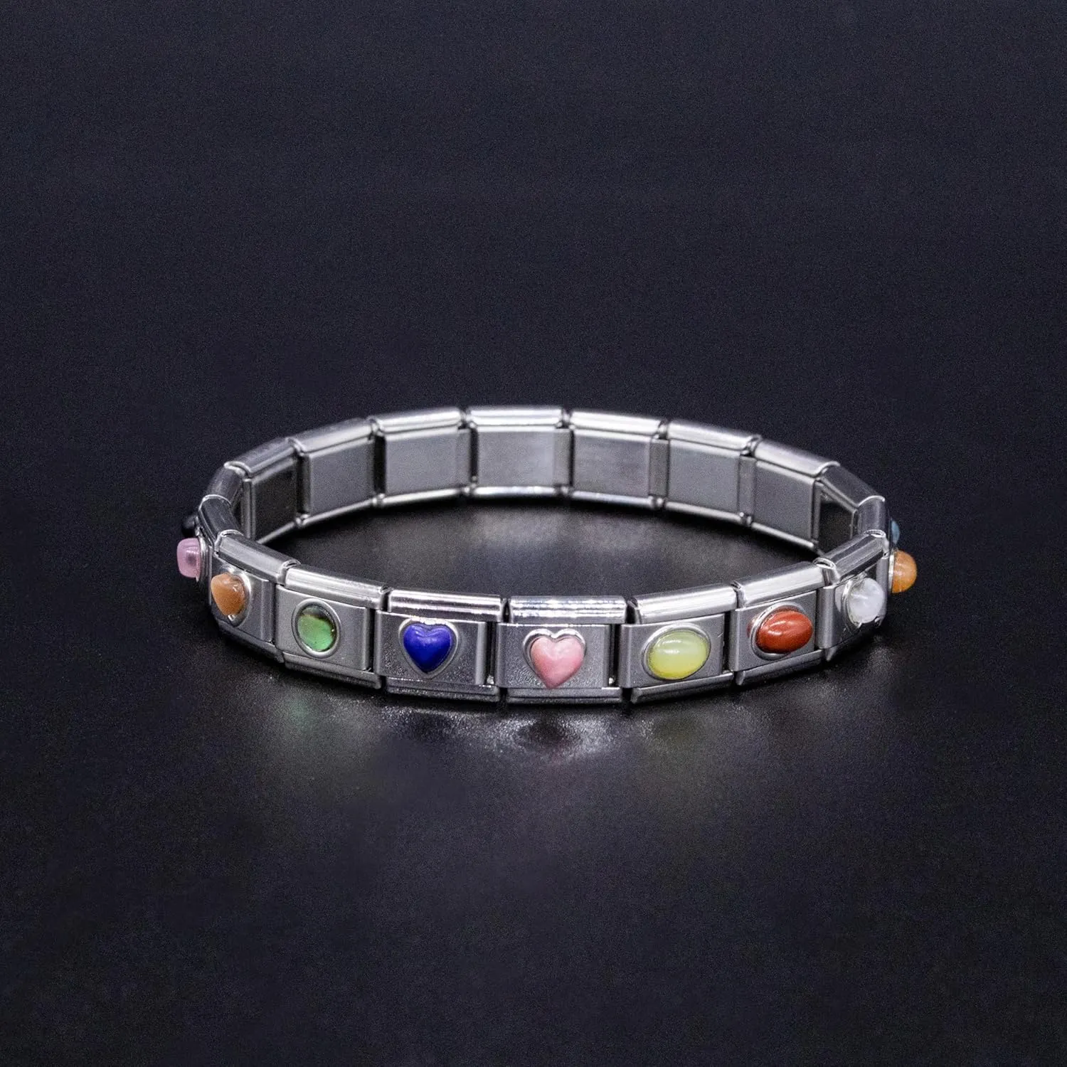 Italian Charm Bracelet Charms, Semiprecious Stone Charms, 9mm Stainless Steel Links Bracelets Jewelry for Women