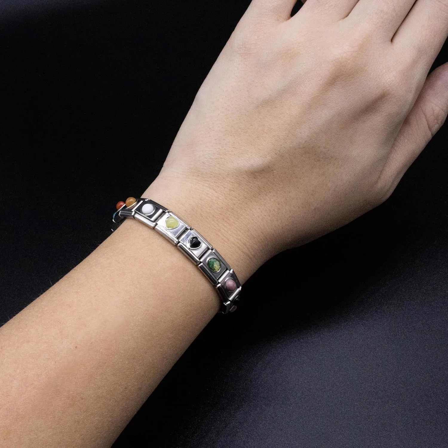 Italian Charm Bracelet Charms, Semiprecious Stone Charms, 9mm Stainless Steel Links Bracelets Jewelry for Women
