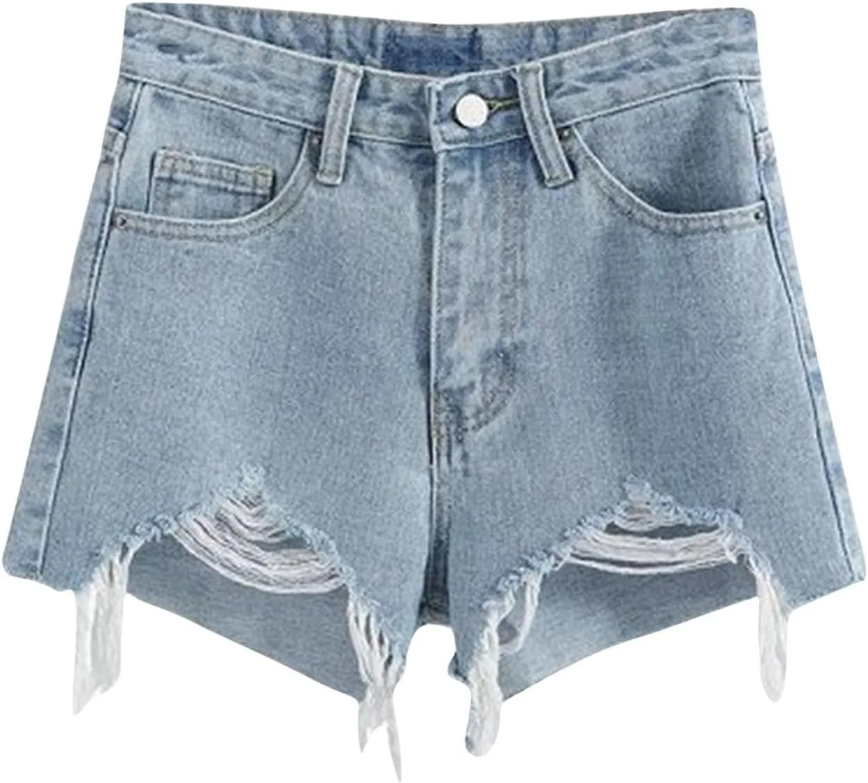 Jean Shorts Womens High Waisted Stretchy Ripped Baggy Trendy Denim Short Pants Raw Hem Cut Off Denim Shorts