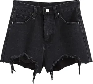Jean Shorts Womens High Waisted Stretchy Ripped Baggy Trendy Denim Short Pants Raw Hem Cut Off Denim Shorts