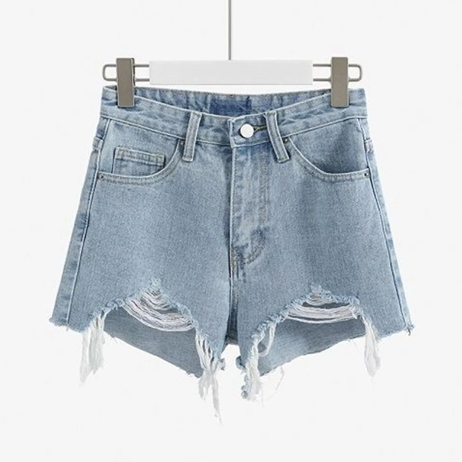 Jean Shorts Womens High Waisted Stretchy Ripped Baggy Trendy Denim Short Pants Raw Hem Cut Off Denim Shorts