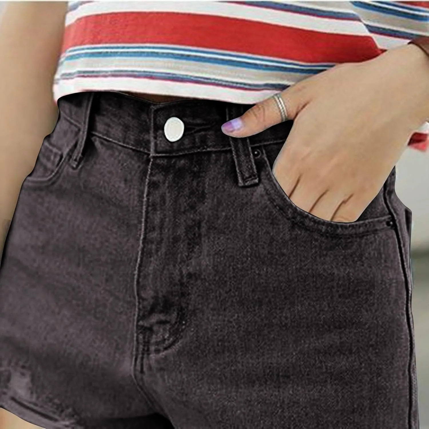 Jean Shorts Womens High Waisted Stretchy Ripped Baggy Trendy Denim Short Pants Raw Hem Cut Off Denim Shorts