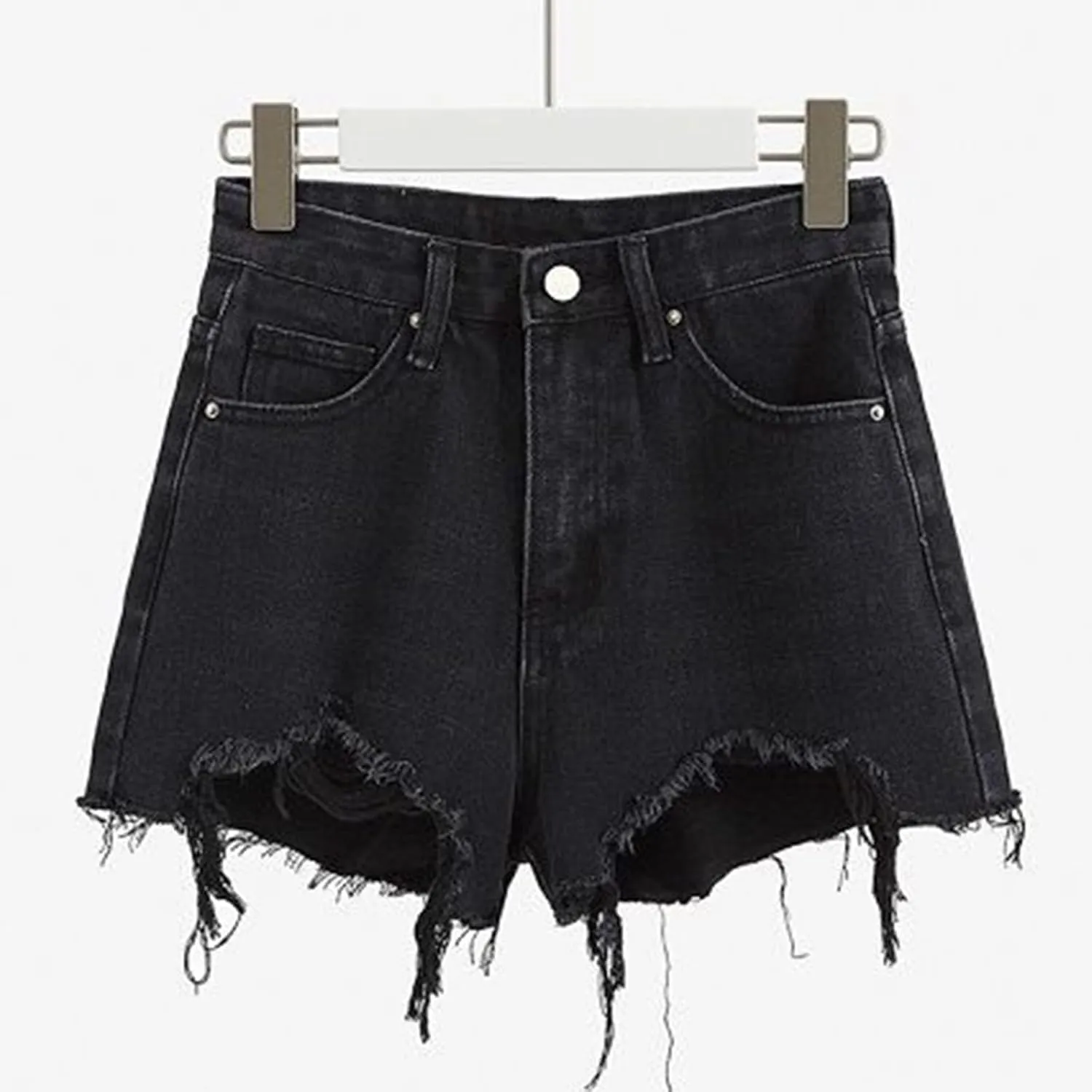 Jean Shorts Womens High Waisted Stretchy Ripped Baggy Trendy Denim Short Pants Raw Hem Cut Off Denim Shorts