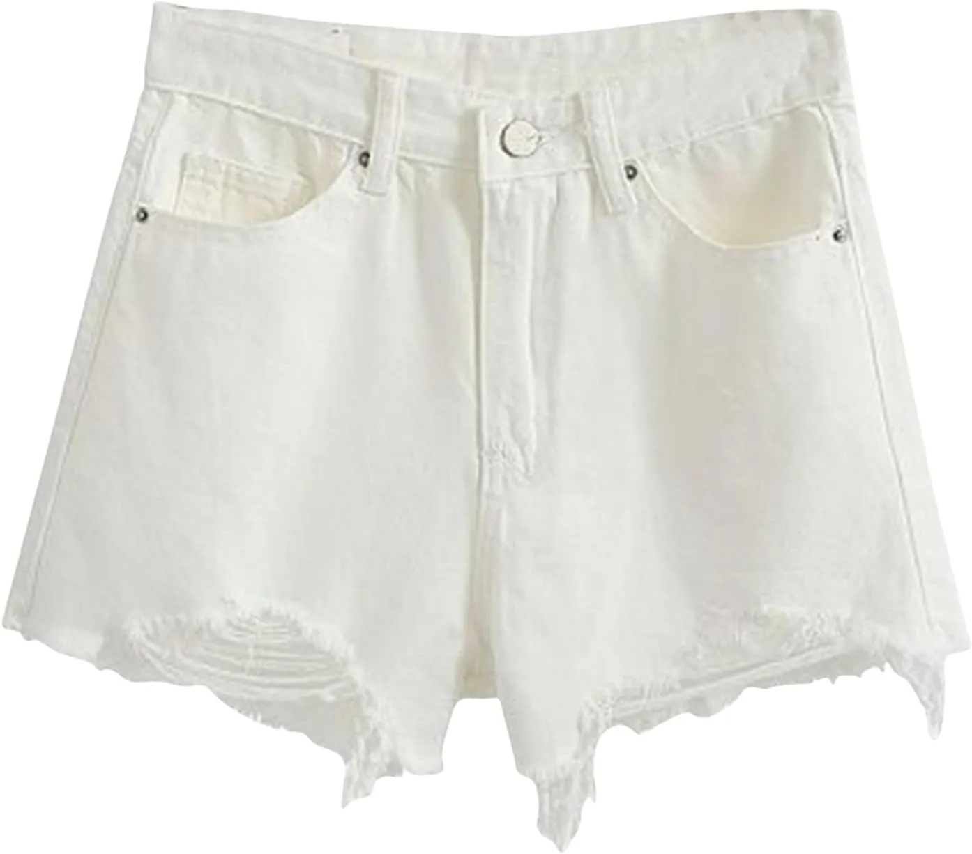 Jean Shorts Womens High Waisted Stretchy Ripped Baggy Trendy Denim Short Pants Raw Hem Cut Off Denim Shorts