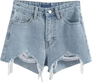 Jean Shorts Womens High Waisted Stretchy Ripped Baggy Trendy Denim Short Pants Raw Hem Cut Off Denim Shorts