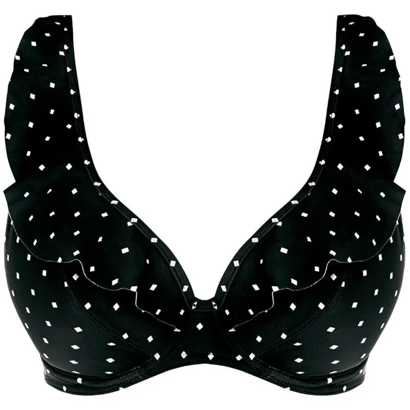 Jewel Cove High Apex Bikini Top Black Diamond Print - Freya Swim
