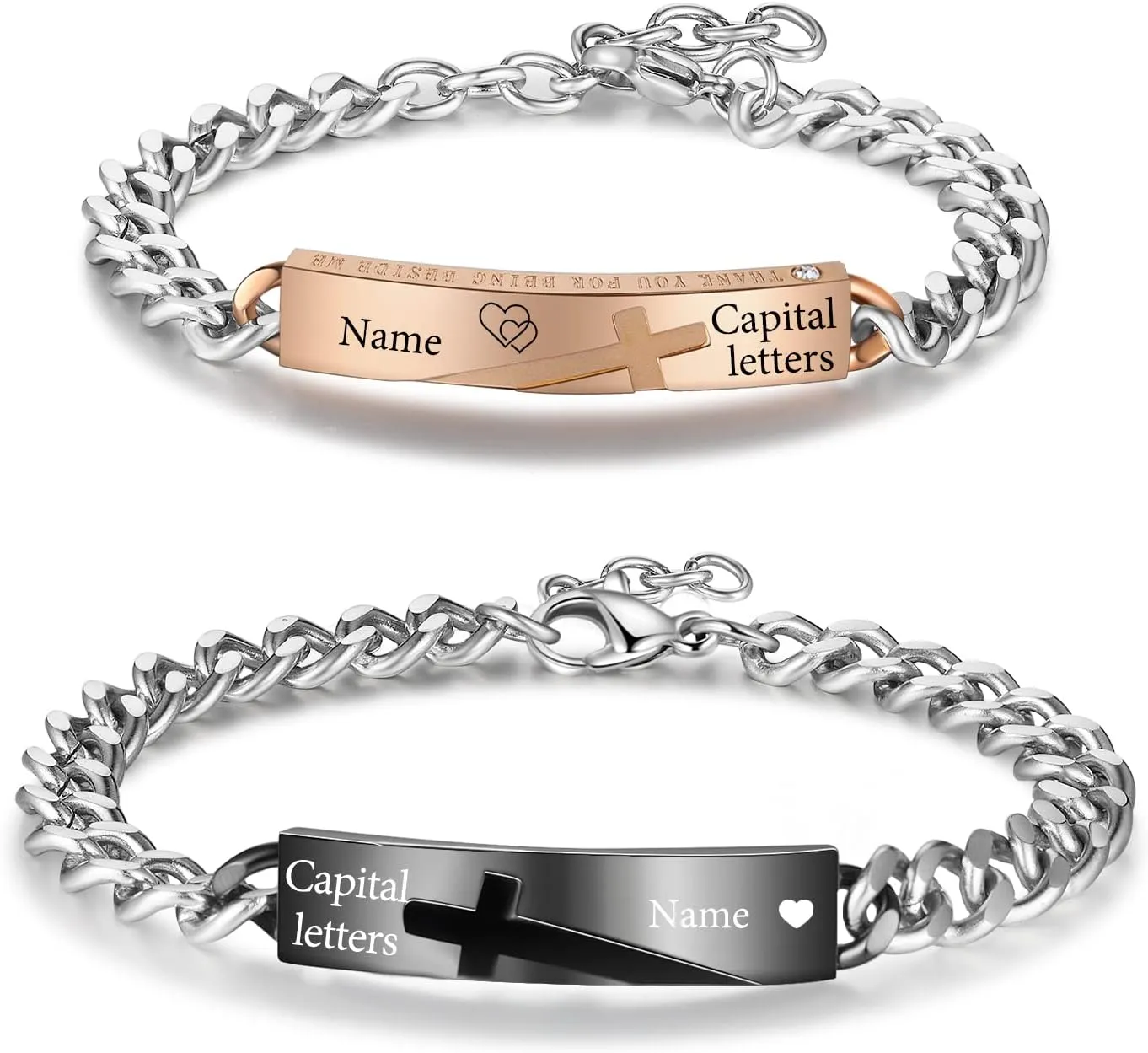 Jewelstruck Personalized Matching Bracelets for Couples Bracelets Custom Name His and Hers Bracelets for Valentines Day Gifts Bracelets for Anniversary Christmas Birthday