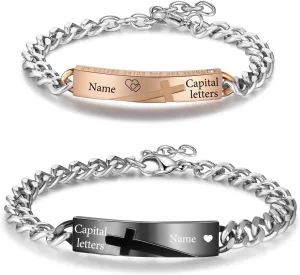 Jewelstruck Personalized Matching Bracelets for Couples Bracelets Custom Name His and Hers Bracelets for Valentines Day Gifts Bracelets for Anniversary Christmas Birthday