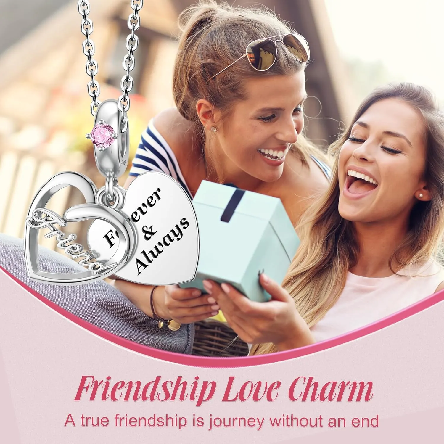 JIAYIQI Sister Mother Daughter Wife Charms Fit Charms Bracelet Necklace, 925 Sterling Silver Forever Always Love Dangle Charms for Women Birthday Mother's Day Christmas