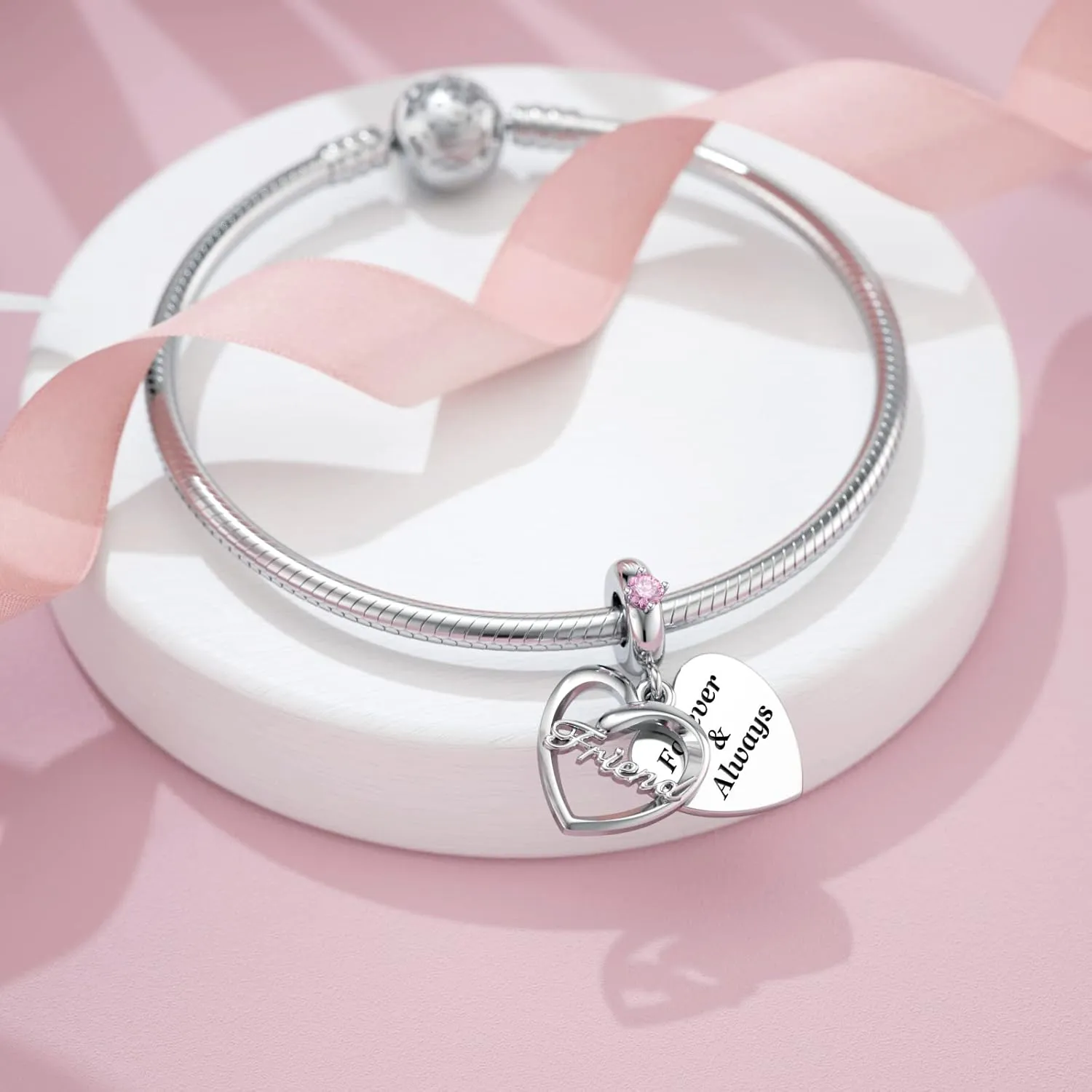 JIAYIQI Sister Mother Daughter Wife Charms Fit Charms Bracelet Necklace, 925 Sterling Silver Forever Always Love Dangle Charms for Women Birthday Mother's Day Christmas