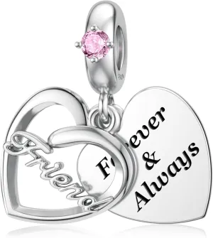 JIAYIQI Sister Mother Daughter Wife Charms Fit Charms Bracelet Necklace, 925 Sterling Silver Forever Always Love Dangle Charms for Women Birthday Mother's Day Christmas