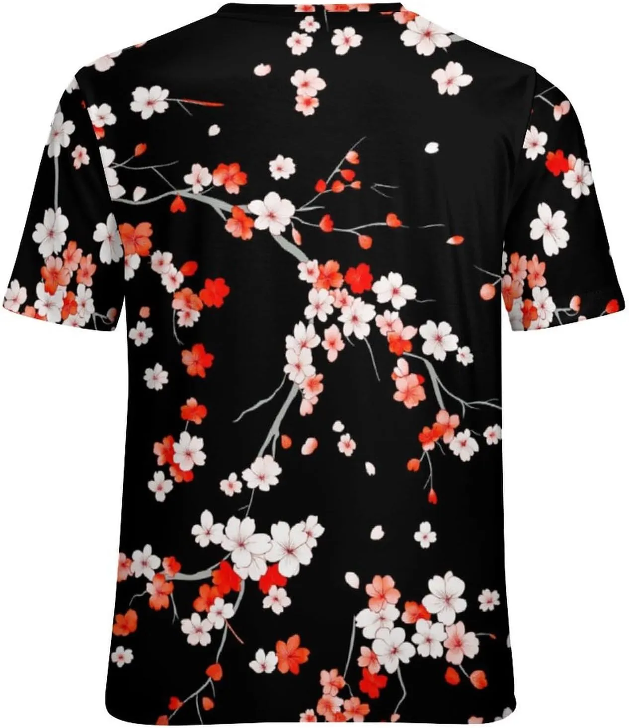 JooMeryer Women's Plus Size Cherry Blossom Sakura Flower Printed Short Sleeve T-Shirt S-6X