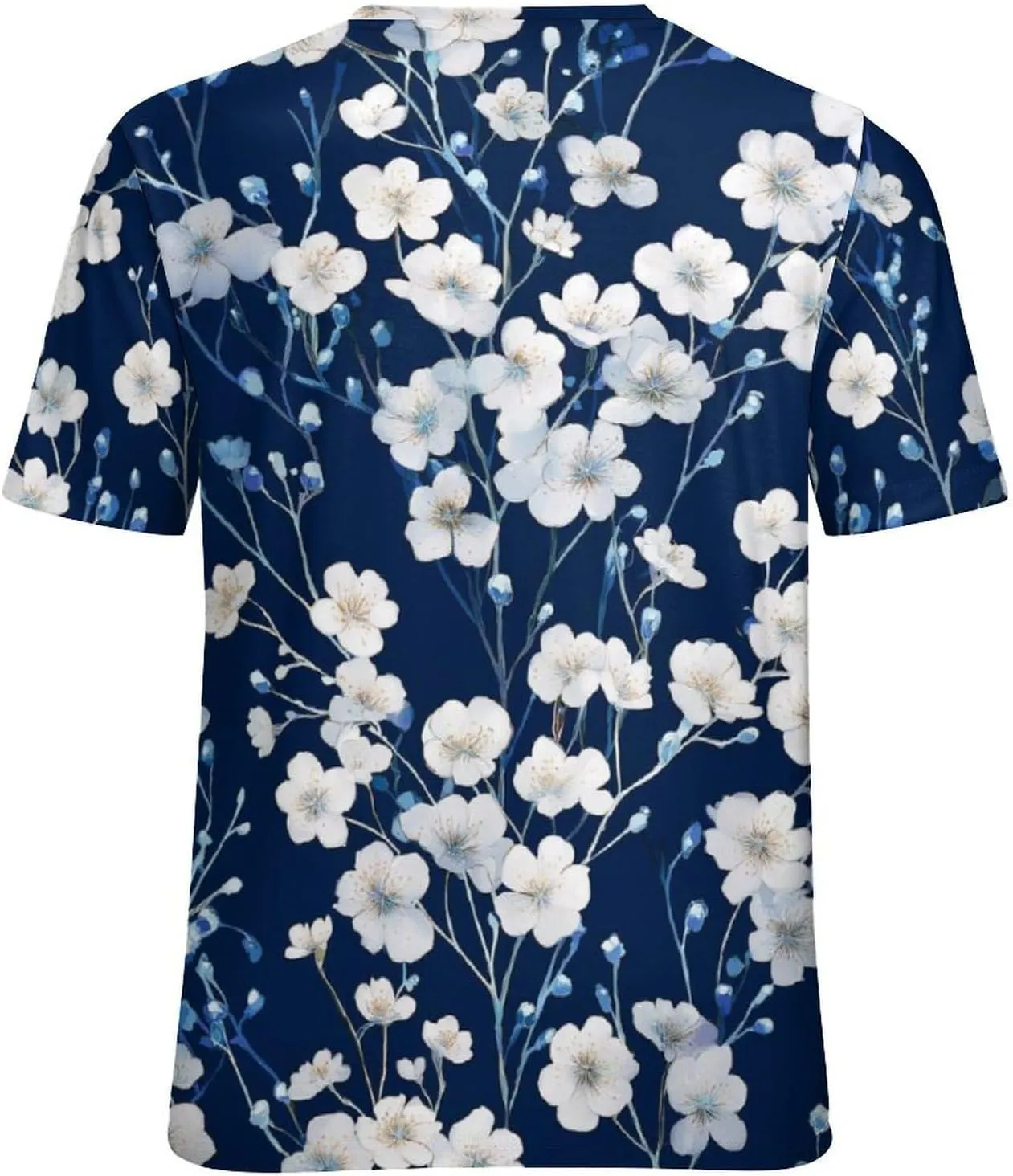 JooMeryer Women's Plus Size Cherry Blossom Sakura Flower Printed Short Sleeve T-Shirt S-6X