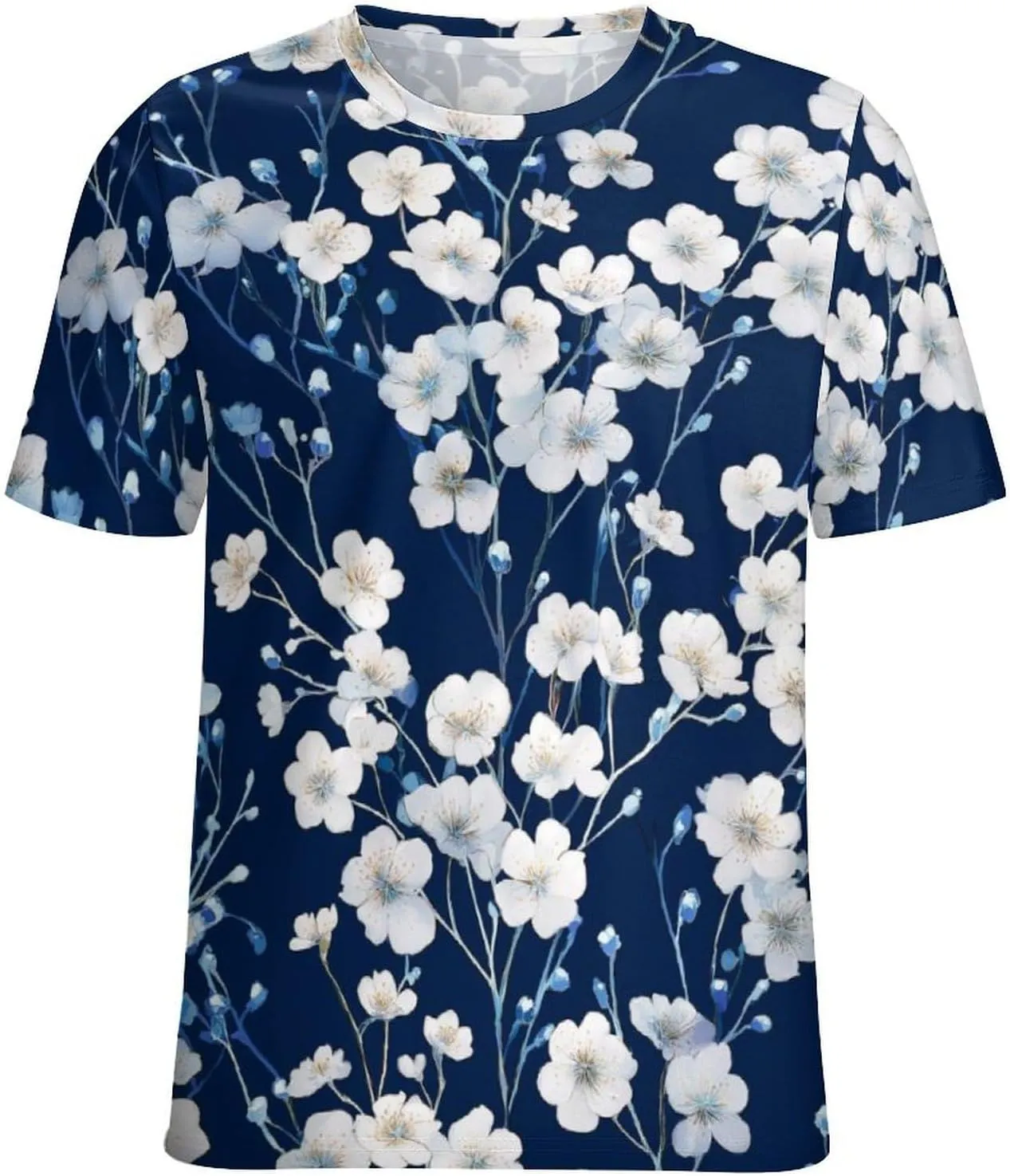 JooMeryer Women's Plus Size Cherry Blossom Sakura Flower Printed Short Sleeve T-Shirt S-6X