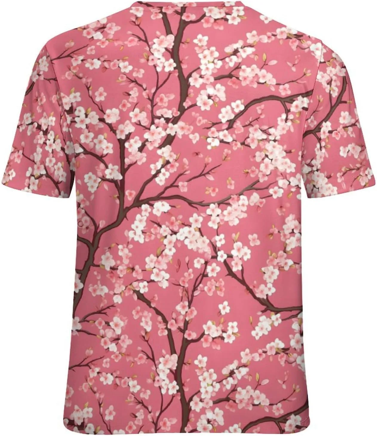 JooMeryer Women's Plus Size Cherry Blossom Sakura Flower Printed Short Sleeve T-Shirt S-6X